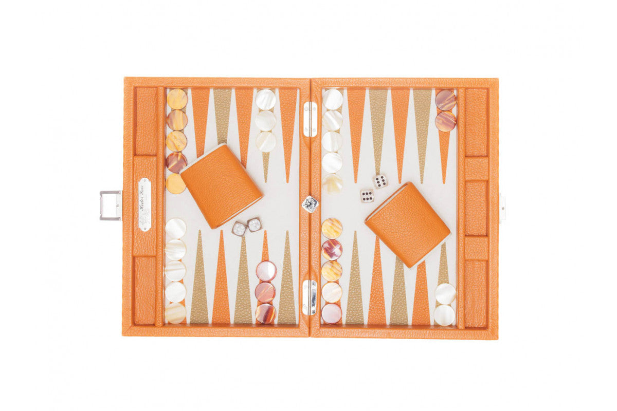 Orange Buffalo Leather - High end Backgammon
