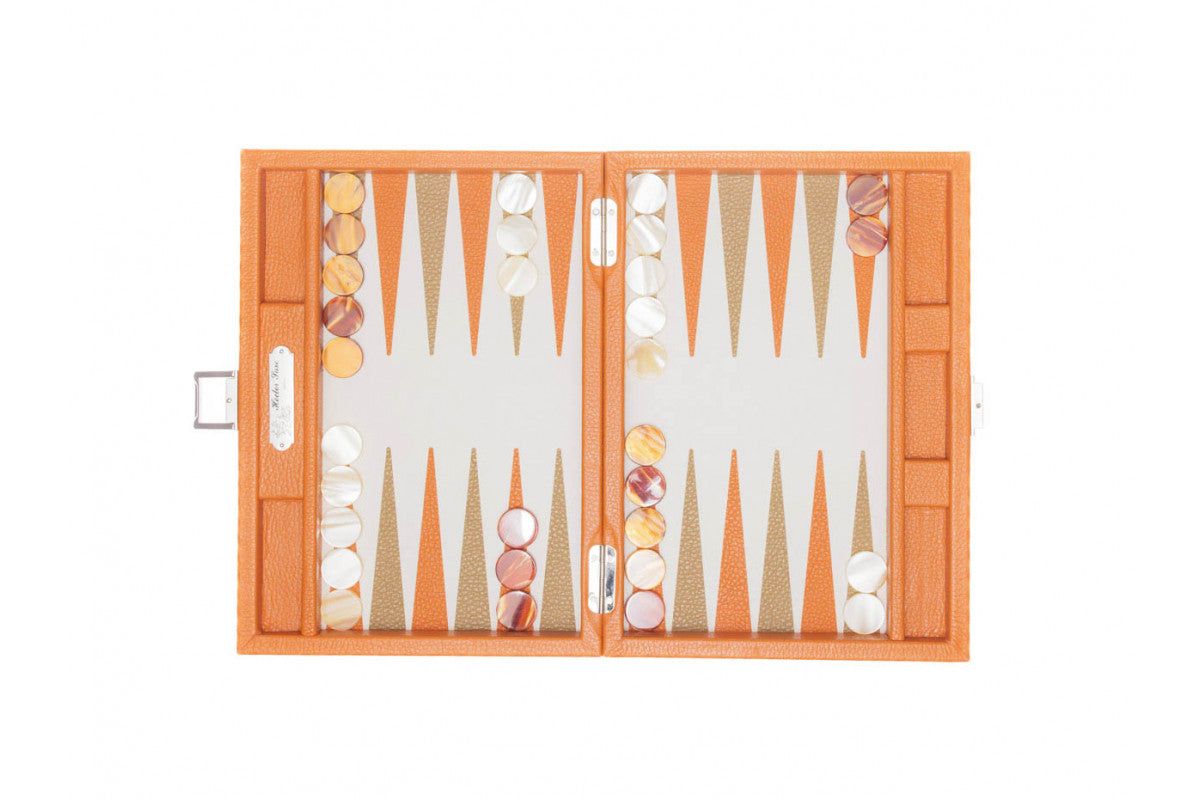 Orange Buffalo Leather - High end Backgammon