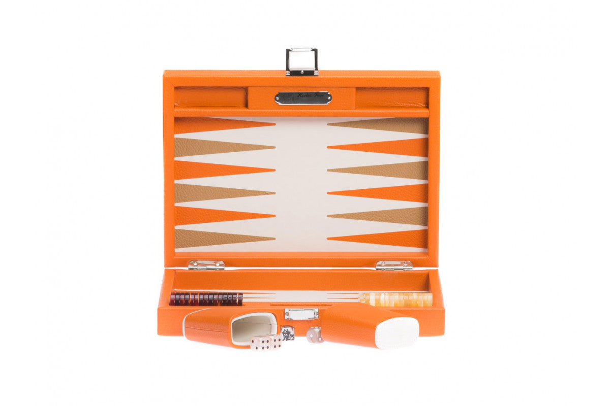 Orange Buffalo Leather - High end Backgammon