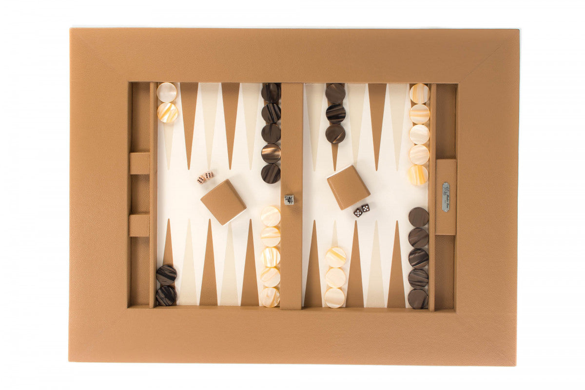 Backgammon Table - Buffalo Leather - Cognac