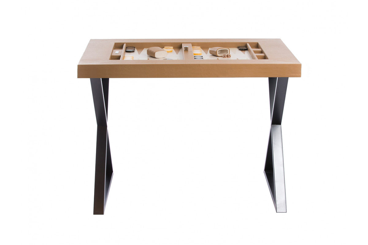 Backgammon Table - Buffalo Leather - Cognac